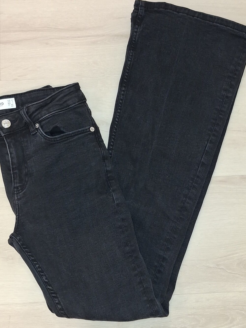 Mango Women’s Flare Black Washed Denim Jean